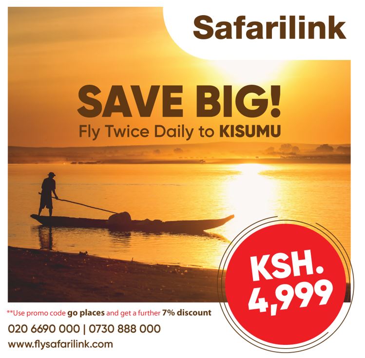 Fly Twice Daily to Kisumu with Safarilink