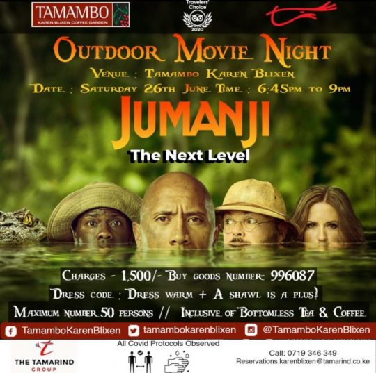 Outdoor Movie Night at Tamambo this Saturday - Jumanji The Next Level