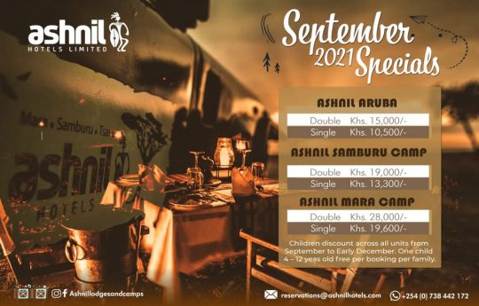 September 2021 Travel Specials With Ashnil Hotels