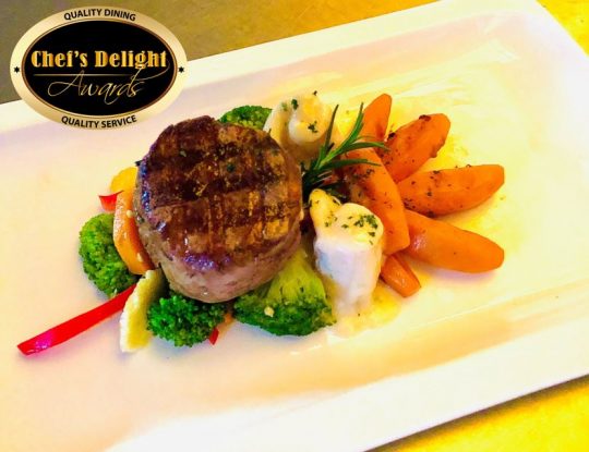 Chefs Delight Surf & Tuff (Beef Tenderloin & Calamari) With Premium Mixed Vegetables Panache & Butternut Squash Recipe By Chef Bernard Mayoli