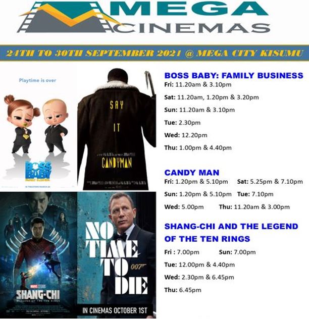 Mega Cinema Kisumu Week 38 Lineup – 24th to 30th Sept 2021