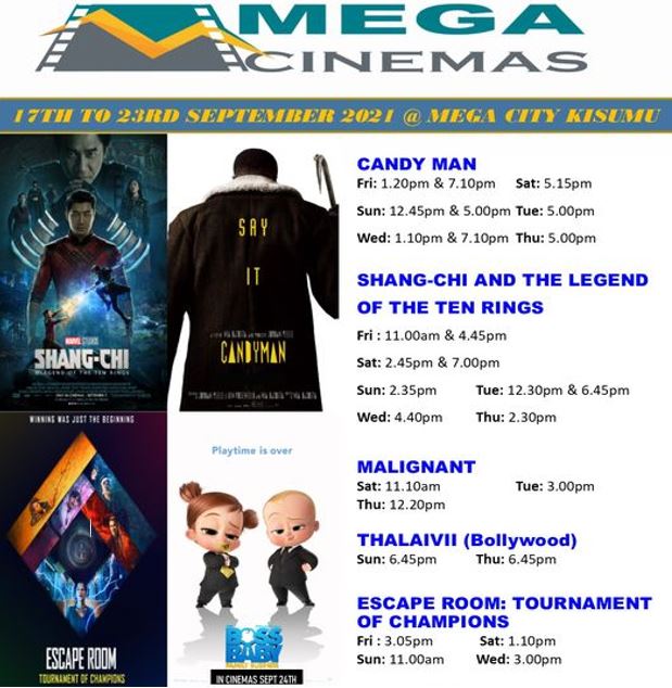 Mega Cinema Kisumu Week 37 Lineup – 17th to 23rd Sep 2021