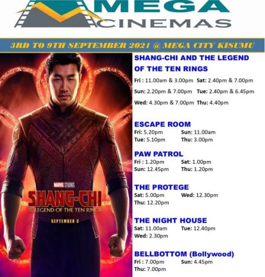 Mega Cinema Kisumu Week 35 Lineup - 3rd to 9th sept 2021