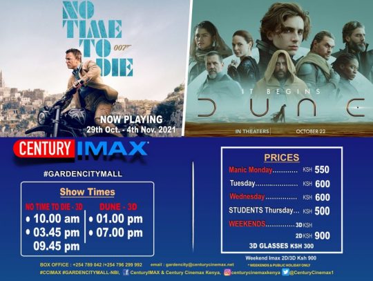 Century Cinemax Garden City Line Up Week 43