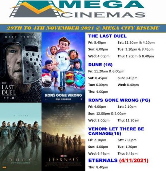 Mega Cinema Kisumu Week 43 Lineup – 29th Oct to 4th Nov 2021