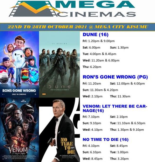 Mega Cinema Kisumu Week 42 Lineup – 22nd to 28th Oct 2021