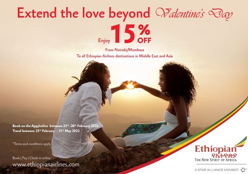 Extend The Love Beyond Valentine’s Day With Our 15% Off With Ethiopian Airlines