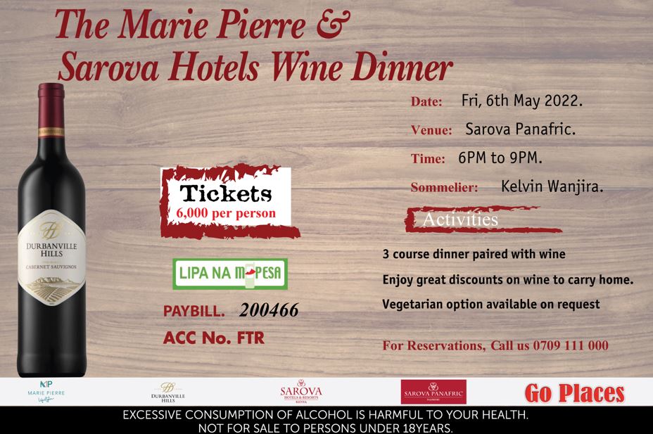 Don't Miss Out The Marie Pierre & Sarova Hotels Wine Dinner