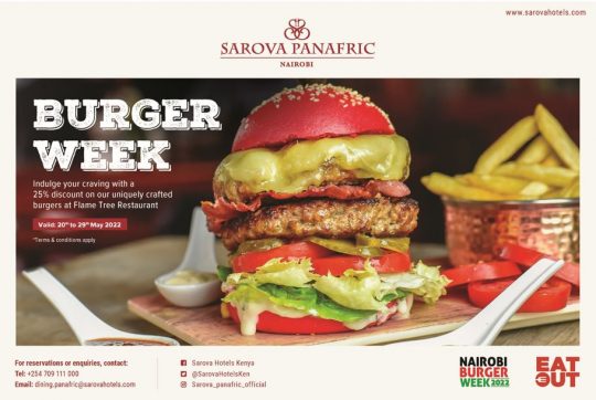 Enjoy Our Amazing Burgers During Burger Week At Sarova Panafric